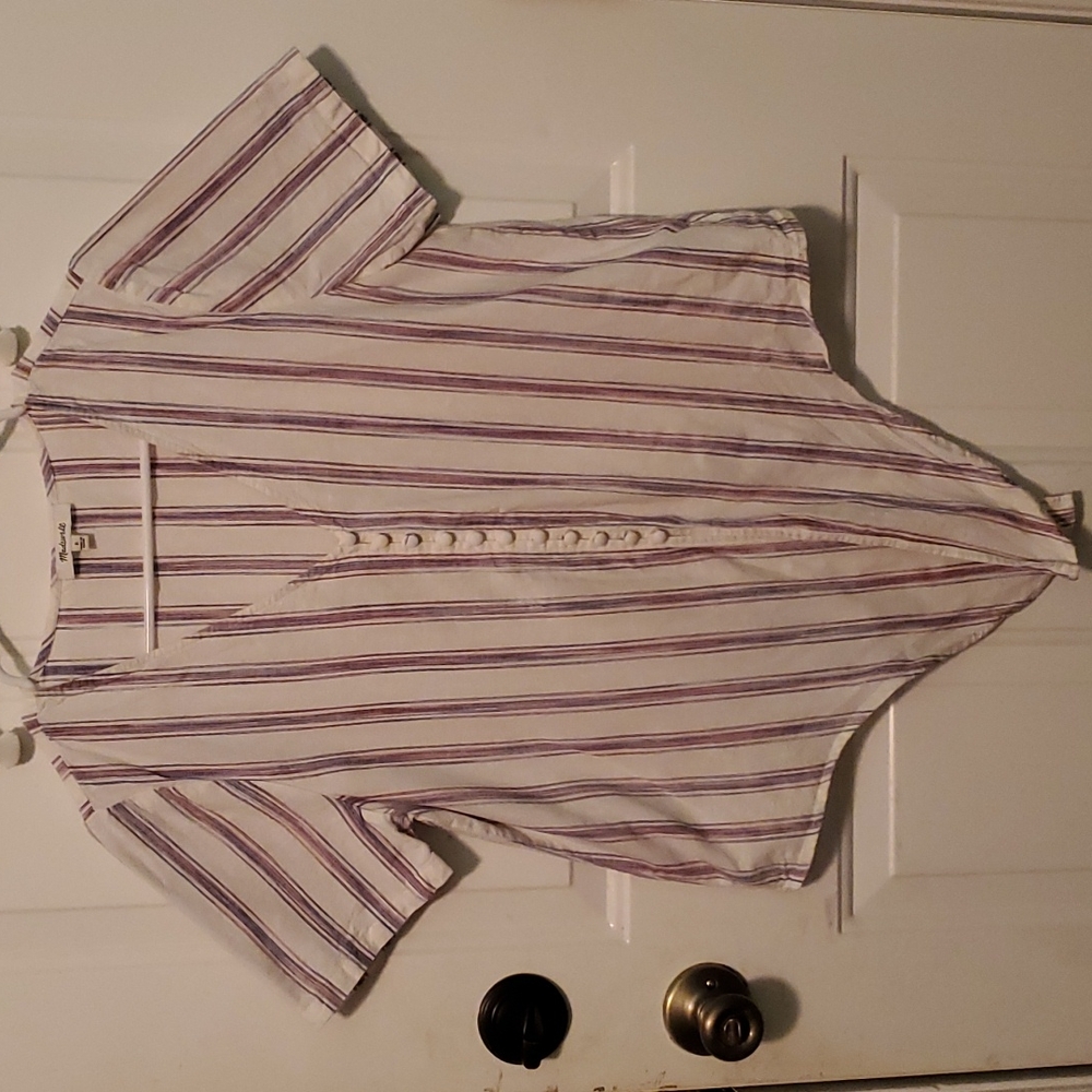 Madewell size small linen/cotton blend short sleeve tie shirt